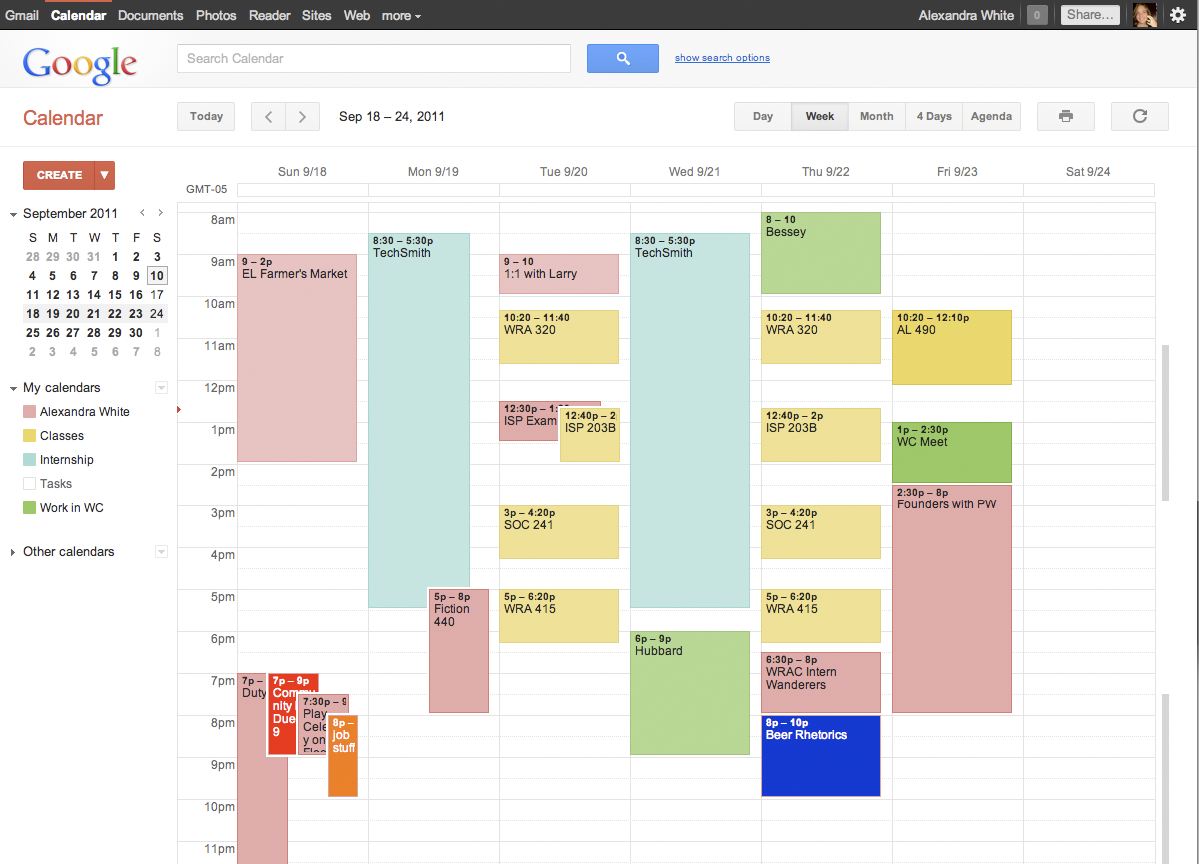 My September Calendar
